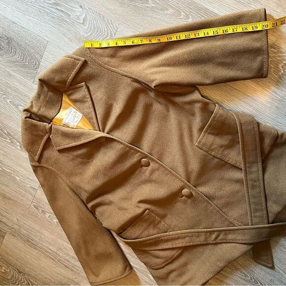 70s CASHMERE WRAP COAT TAN RELAXED MINIMALIST CUSTOM TAILORED XL HERMES XL - Picture 15 of 16